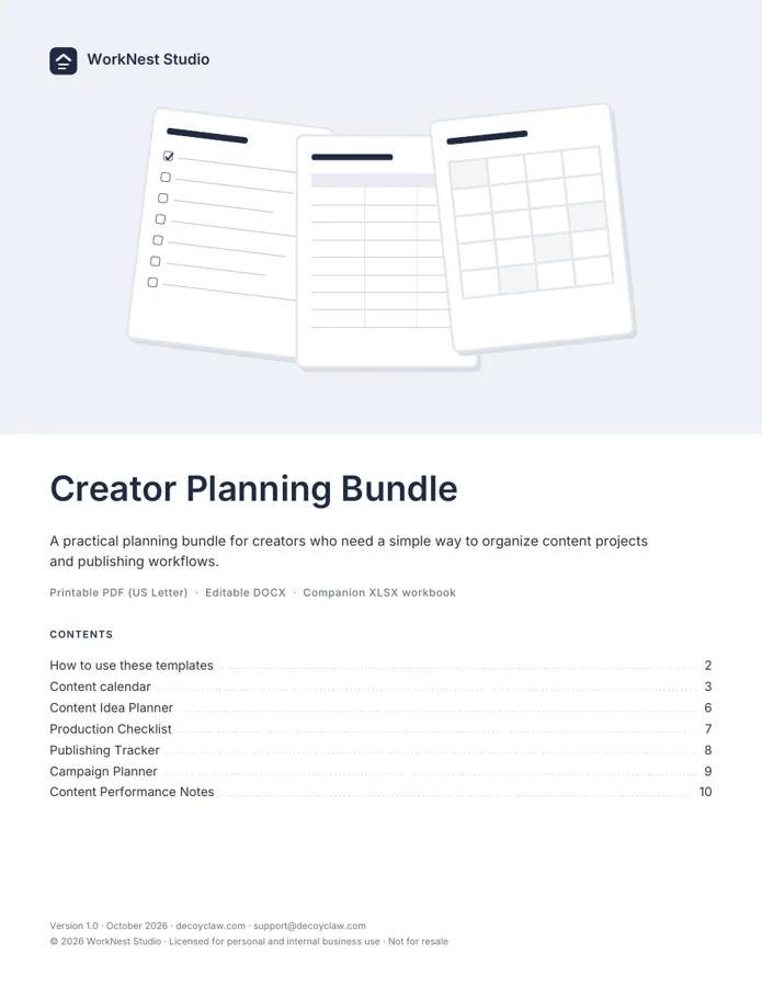 Creator Planning Bundle, page 1